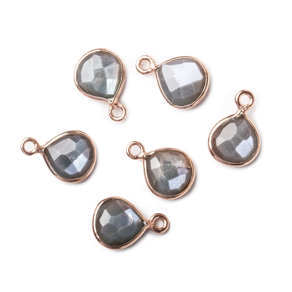 9x9mm Rose Gold Bezeled Chocolate Brown Moonstone Heart Pendant 1 piece (ONLINE ORDER ONLY)
