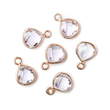 9x9mm Rose Gold Bezeled Pink Amethyst Heart Pendant 1 piece (ONLINE ORDER ONLY)