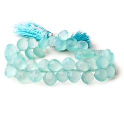 9x9mm Seafoam Blue Chalcedony faceted pillows 8 inch 40 beads (ONLINE ORDER ONLY)