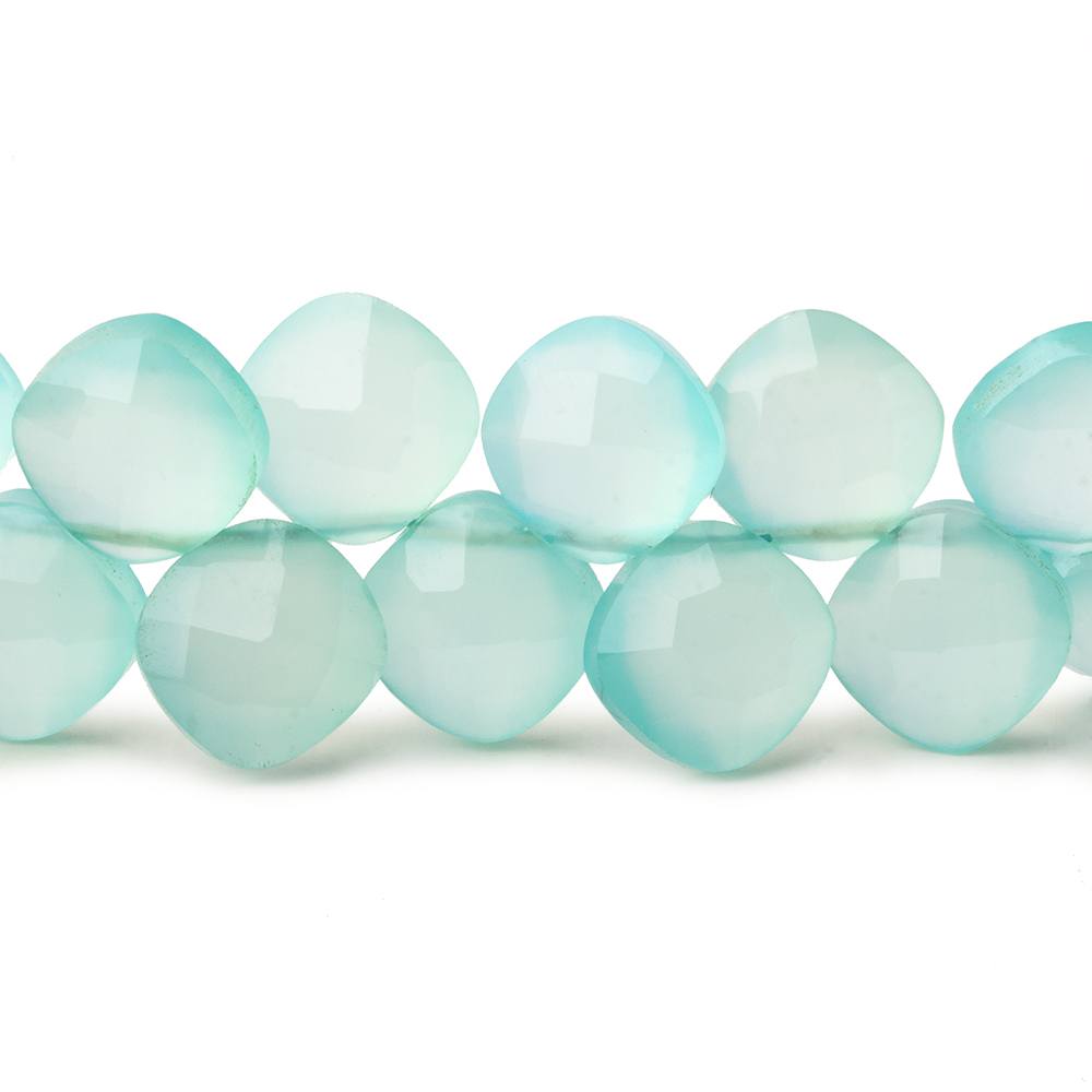 9x9mm Seafoam Blue Chalcedony faceted pillows 8 inch 40 beads (ONLINE ORDER ONLY)