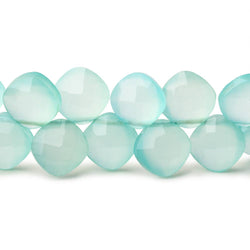 9x9mm Seafoam Blue Chalcedony faceted pillows 8 inch 40 beads (ONLINE ORDER ONLY)