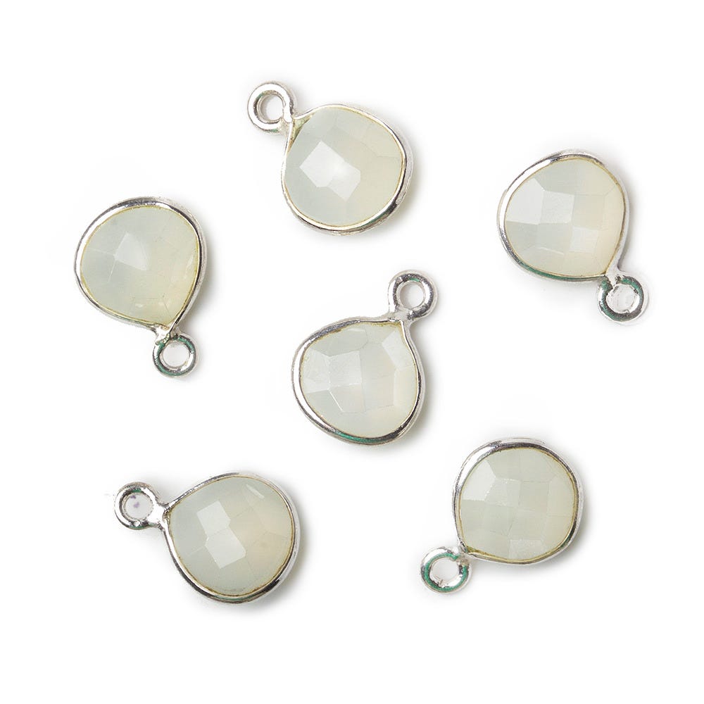9x9mm Silver .925 Gold Bezeled White Moonstone Heart Pendant 1 piece (ONLINE ORDER ONLY)