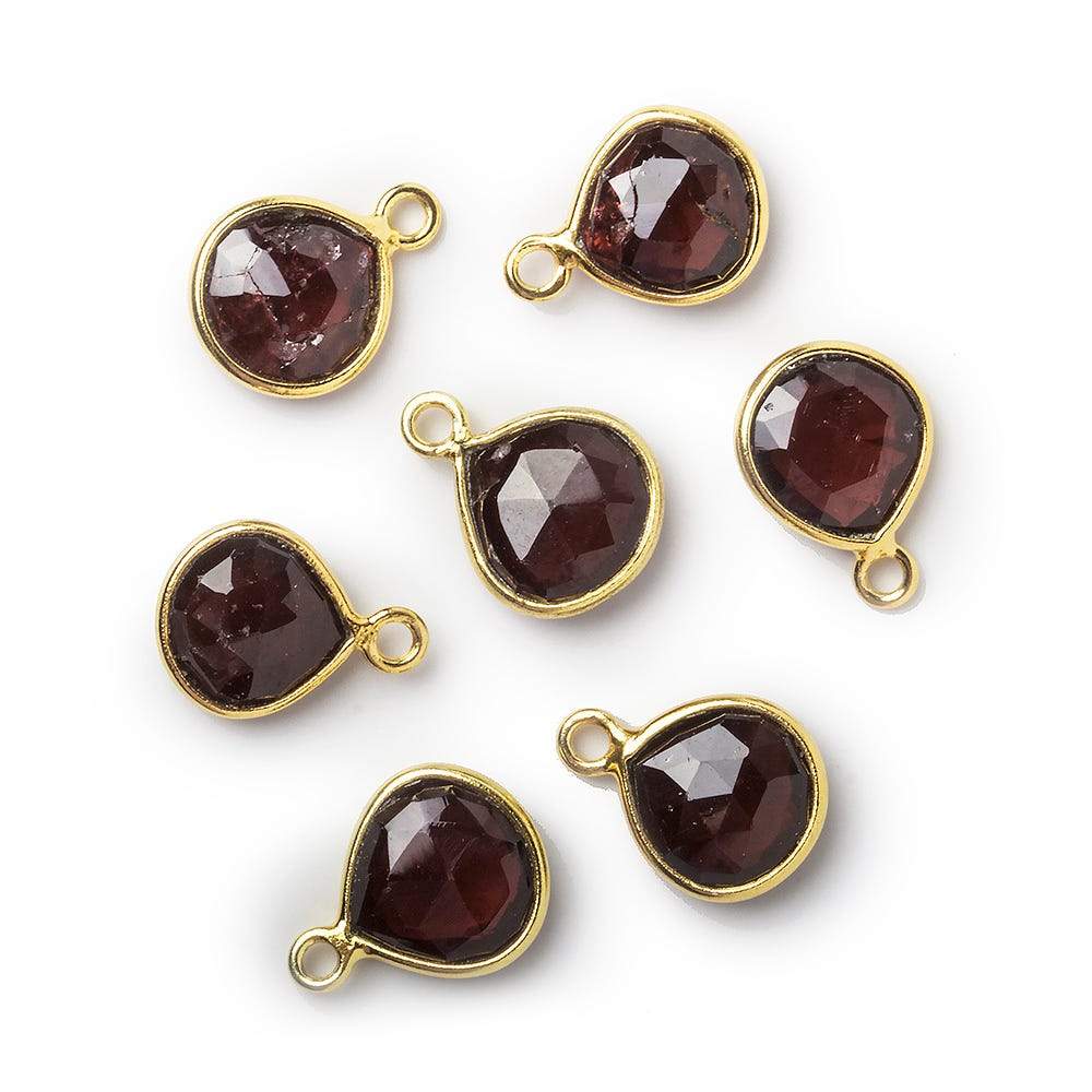9x9mm Vermeil Bezel Garnet faceted heart Pendant 1 piece (ONLINE ORDER ONLY)