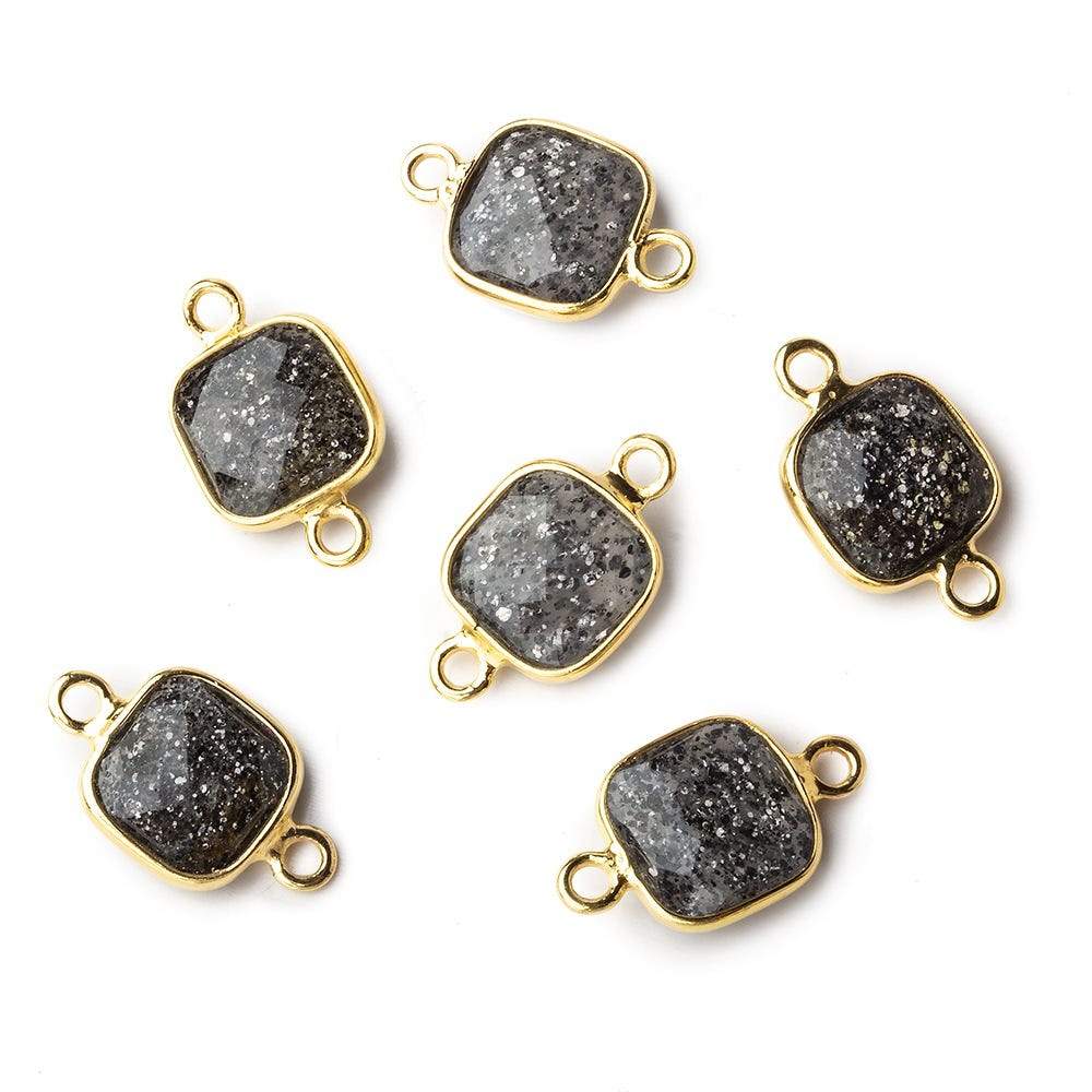 9x9mm Vermeil Bezeled Celestial Quartz faceted cushion Connector 1 focal bead (ONLINE ORDER ONLY)