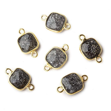 9x9mm Vermeil Bezeled Celestial Quartz faceted cushion Connector 1 focal bead (ONLINE ORDER ONLY)