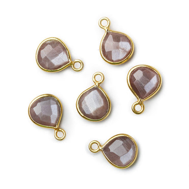 9x9mm Vermeil Bezeled Chocolate Brown Moonstone Heart Pendant 1 piece (ONLINE ORDER ONLY)