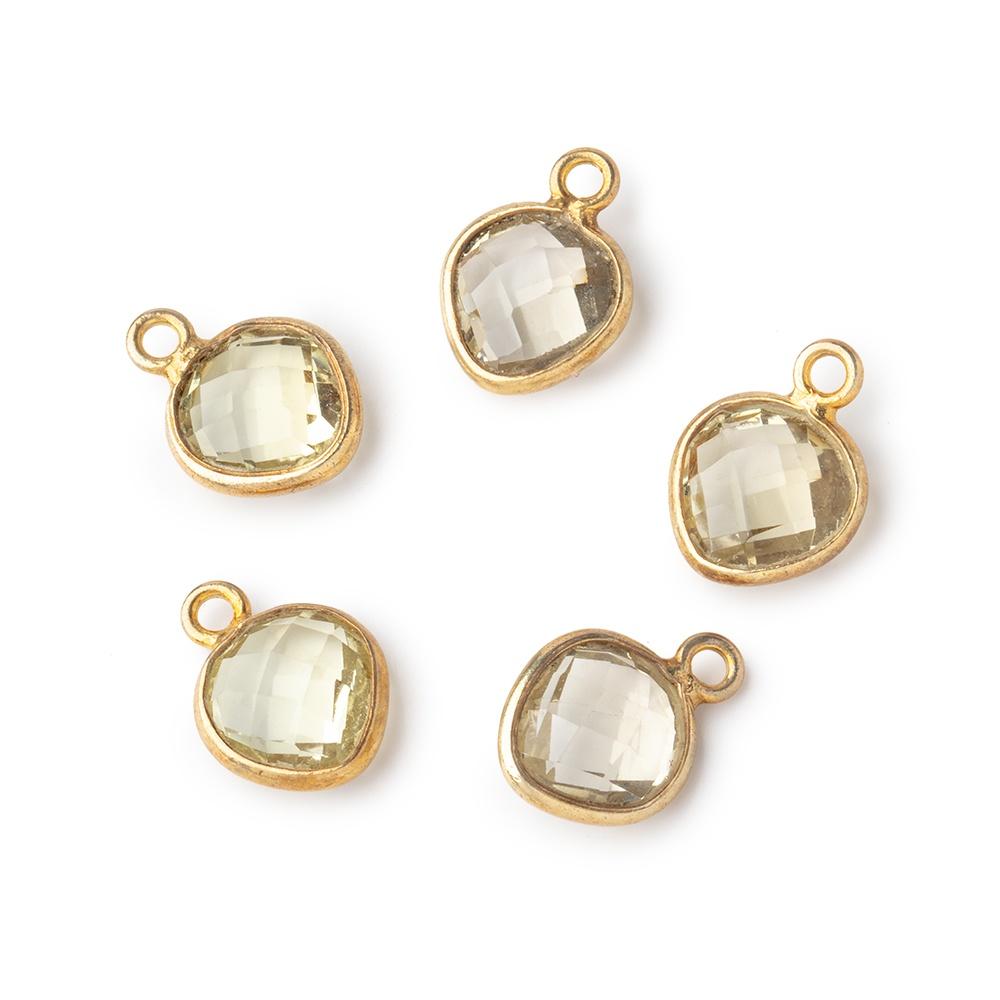 9x9mm Vermeil Bezeled Lemon Quartz Faceted Heart Pendant 1 Focal Piece (ONLINE ORDER ONLY)