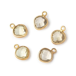 9x9mm Vermeil Bezeled Lemon Quartz Faceted Heart Pendant 1 Focal Piece (ONLINE ORDER ONLY)