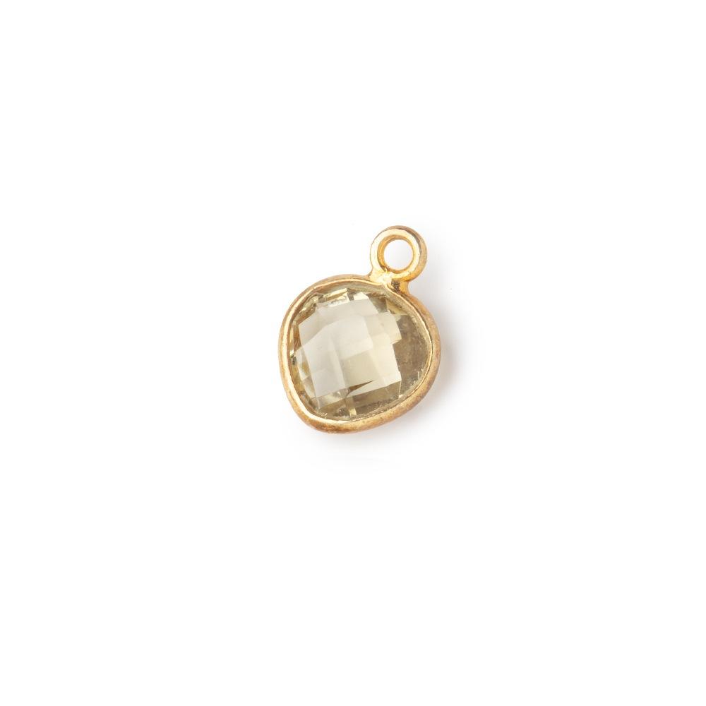 9x9mm Vermeil Bezeled Lemon Quartz Faceted Heart Pendant 1 Focal Piece (ONLINE ORDER ONLY)