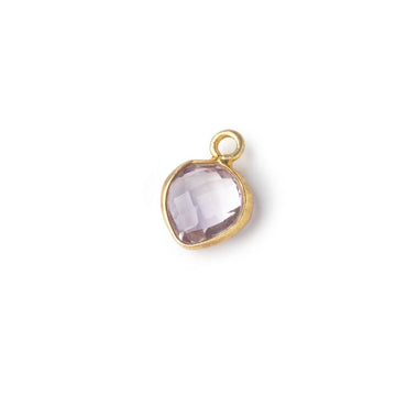 9x9mm Vermeil Bezeled Pink Amethyst Faceted Heart Pendant 1 Focal Piece (ONLINE ORDER ONLY)