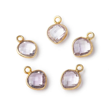 9x9mm Vermeil Bezeled Pink Amethyst Faceted Heart Pendant 1 Focal Piece (ONLINE ORDER ONLY)