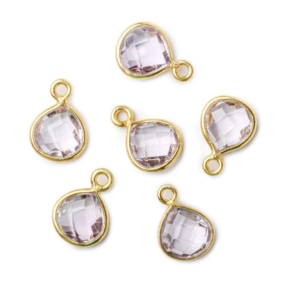 9x9mm Vermeil Bezeled Pink Amethyst Heart Pendant 1 piece (ONLINE ORDER ONLY)