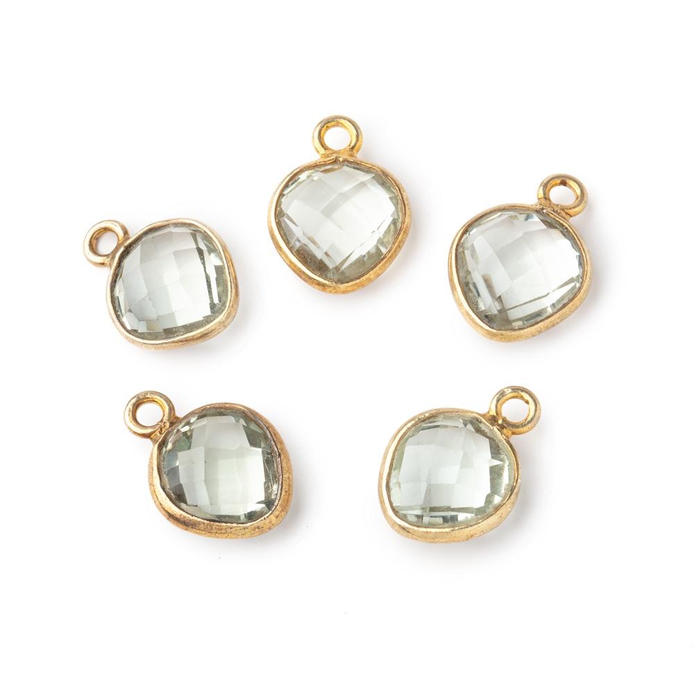 9x9mm Vermeil Bezeled Prasiolite Faceted Heart Pendant 1 Focal Piece (ONLINE ORDER ONLY)