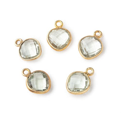 9x9mm Vermeil Bezeled Prasiolite Faceted Heart Pendant 1 Focal Piece (ONLINE ORDER ONLY)