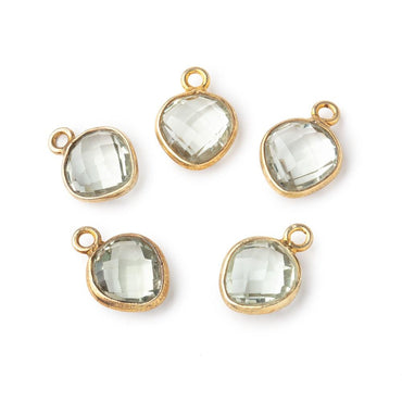 9x9mm Vermeil Bezeled Prasiolite Faceted Heart Pendant 1 Focal Piece (ONLINE ORDER ONLY)