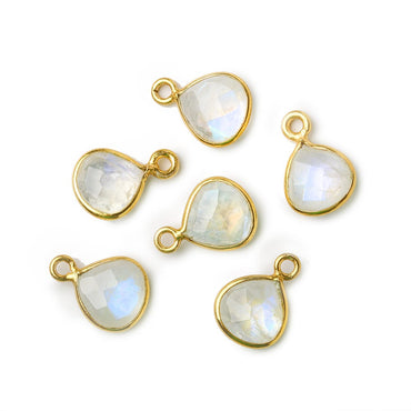 9x9mm Vermeil Bezeled Rainbow Moonstone Heart Pendant 1 piece (ONLINE ORDER ONLY)