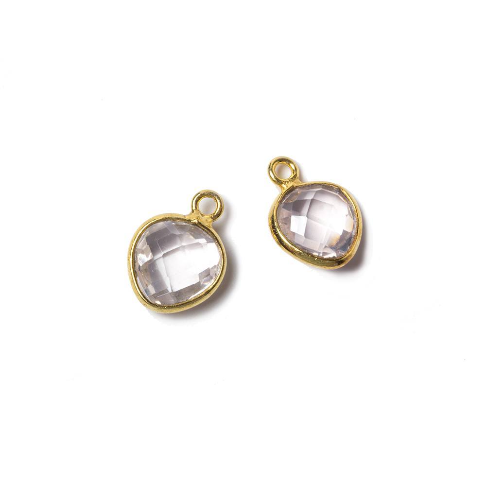 9x9mm Vermeil Bezeled Rose Quartz faceted heart Pendant (ONLINE ORDER ONLY)