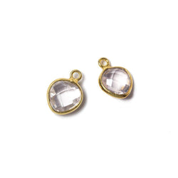 9x9mm Vermeil Bezeled Rose Quartz faceted heart Pendant (ONLINE ORDER ONLY)