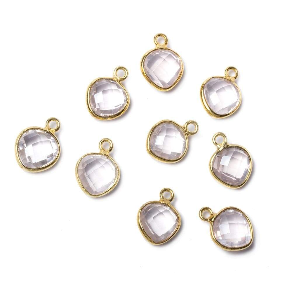9x9mm Vermeil Bezeled Rose Quartz faceted heart Pendant (ONLINE ORDER ONLY)