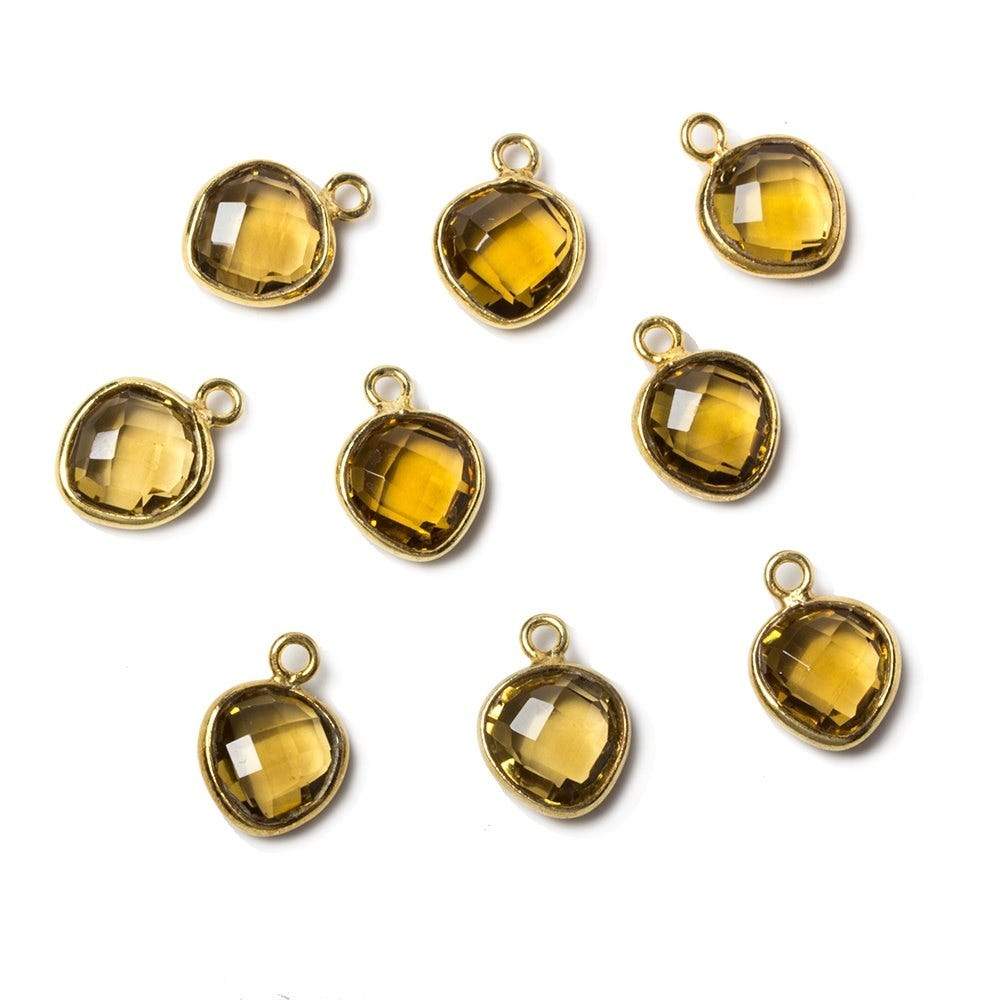 9x9mm Vermeil Bezeled Whiskey Quartz faceted heart Pendant 1pc (ONLINE ORDER ONLY)