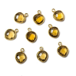 9x9mm Vermeil Bezeled Whiskey Quartz faceted heart Pendant 1pc (ONLINE ORDER ONLY)