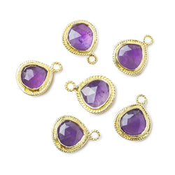9x9mm Vermeil Twist Rope Bezel Amethyst Faceted Heart Pendant 1 piece (ONLINE ORDER ONLY)