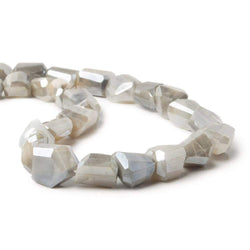 9x9-13x8mm Mystic White & Grey Moonstone faceted nuggets 12.5 inch 29 beads (ONLINE ORDER ONLY)