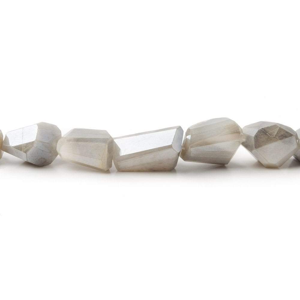 9x9-13x8mm Mystic White & Grey Moonstone faceted nuggets 12.5 inch 29 beads (ONLINE ORDER ONLY)
