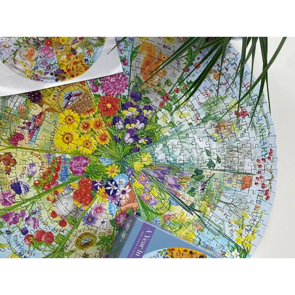 A Year in the Garden 500 Piece Round Jigsaw Puzzle Gibsons