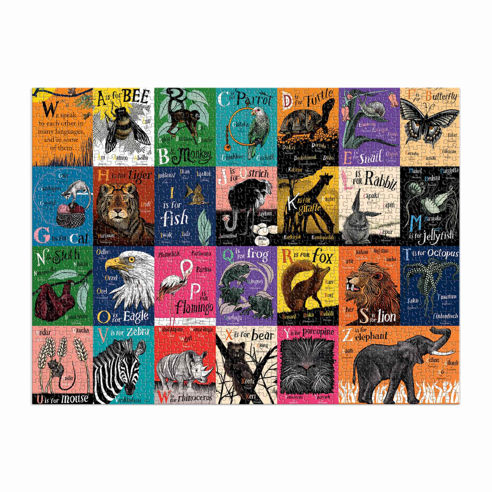 A is for Bee - An Alphabet in Translation 1000 Piece Jigsaw Puzzle Mudpuppy New (ONLINE ORDER ONLY)