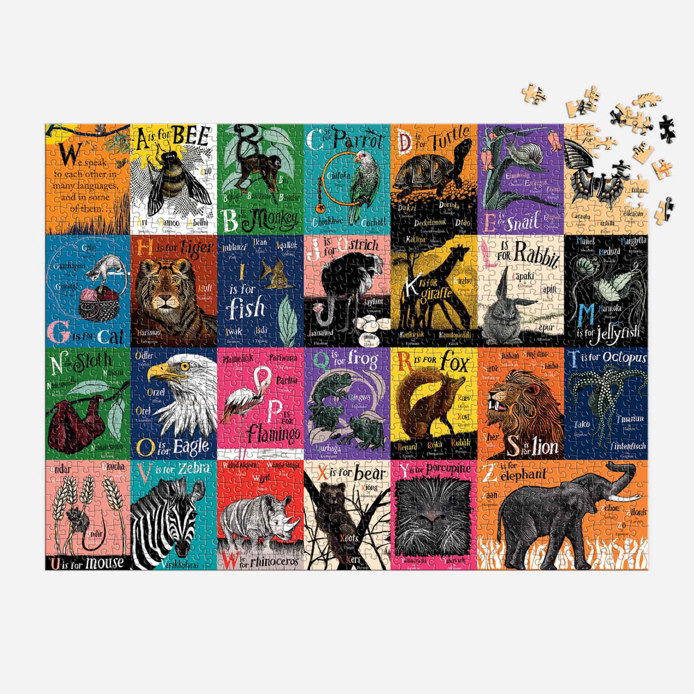 A is for Bee - An Alphabet in Translation 1000 Piece Jigsaw Puzzle Mudpuppy New (ONLINE ORDER ONLY)