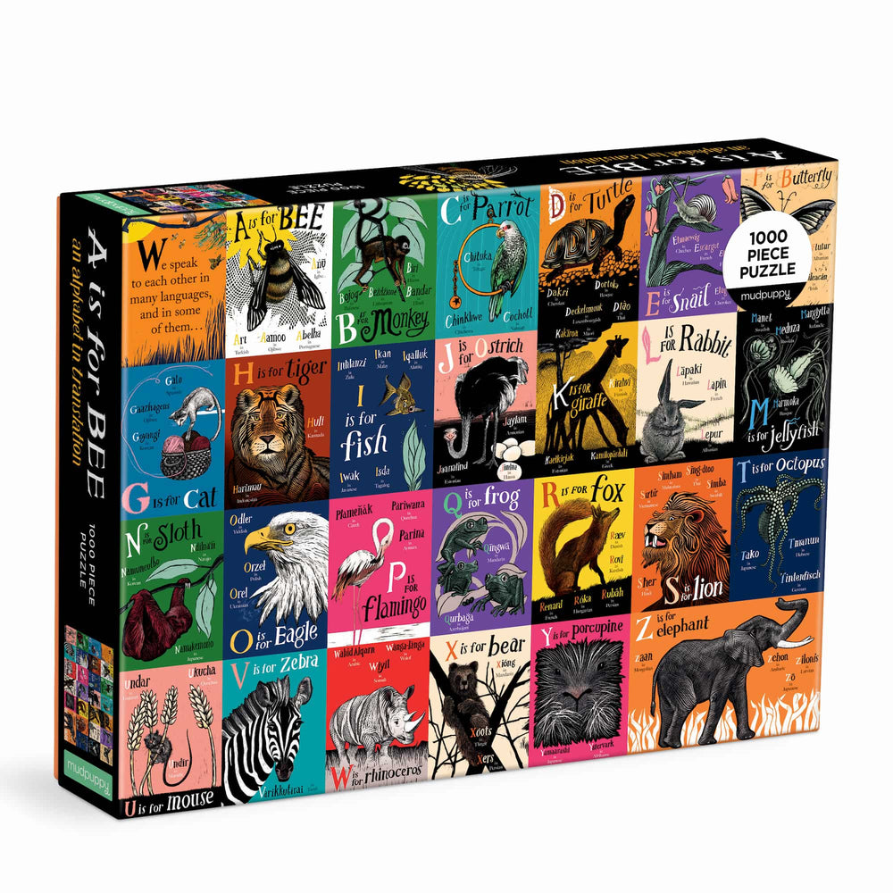A is for Bee - An Alphabet in Translation 1000 Piece Jigsaw Puzzle Mudpuppy New (ONLINE ORDER ONLY)