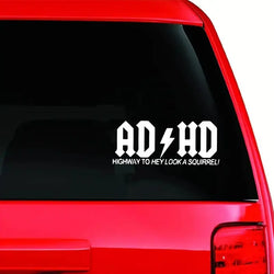 ADHD Highway To Hey Look A Squirrel Car Stickers, Vinyl Decals - For Cars, Trucks, Walls, Laptops, Windows, Motorcycles (ONLINE ORDER ONLY)