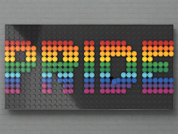 Build-It-Yourself DIY Pride Pixel Art Sign Kit – 32x16 Studs | Rainbow Mosaic on Black Base (ONLINE ORDER ONLY)