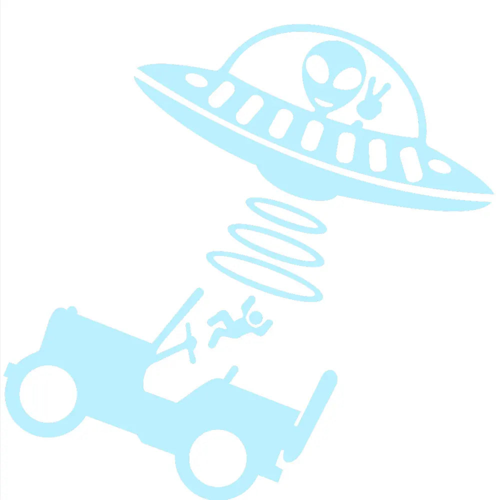 Jeep Car Stickers Decorative Paper Wind Glass Alien Abduction /UFO Ji Fun Creative Reflective Cartoon Waterproof Vinyl Decals (ONLINE ORDER ONLY)
