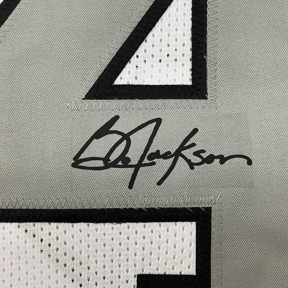 Framed Facsimile Autographed Bo Jackson 35x39 Oakland Las Vegas Color Rush White Reprint Laser Auto Football Jersey Size Men's XL (ONLINE ORDER ONLY)