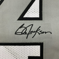 Framed Facsimile Autographed Bo Jackson 35x39 Oakland Las Vegas Color Rush White Reprint Laser Auto Football Jersey Size Men's XL (ONLINE ORDER ONLY)