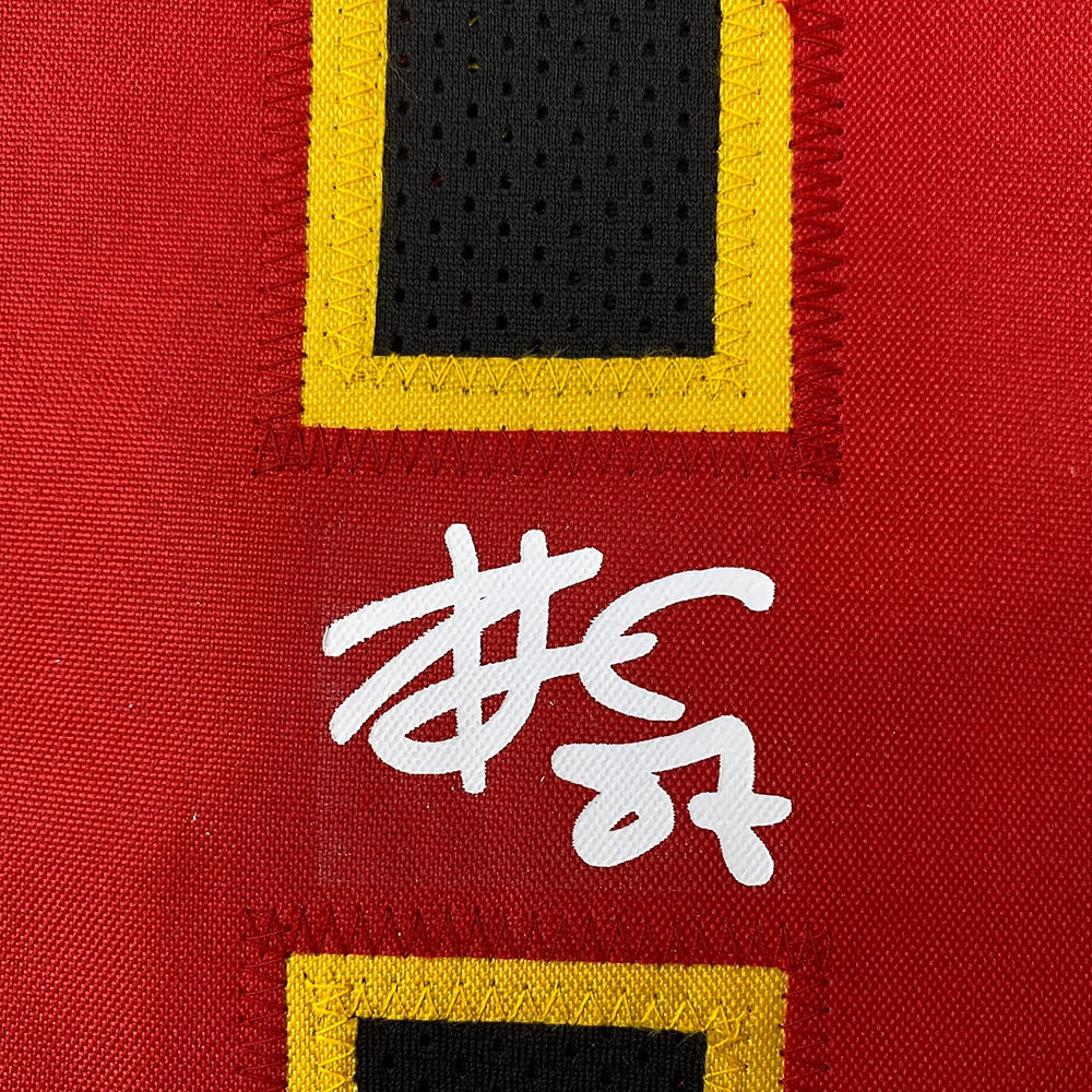 Framed Facsimile Autographed Travis Kelce 35x39 Kansas City Black Reprint Laser Auto Football Jersey Size Men's XL (ONLINE ORDER ONLY)