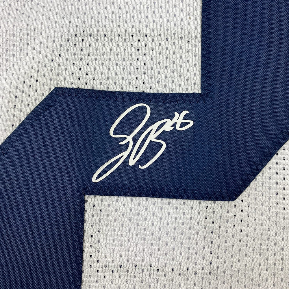 Framed Facsimile Autographed Saquon Barkley 35x39 Penn State White Reprint Laser Auto College Football Jersey (ONLINE ORDER ONLY)