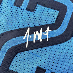 Framed Facsimile Autographed Ja Morant 35x39 Memphis Light Blue Reprint Laser Auto Basketball Jersey (ONLINE ORDER ONLY)