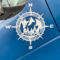 Compass Car Sticker PVC Window Stickers Natural Mountain Forest Pacific Northwest Auto Spare Parts Notebook Vinyl Decals (ONLINE ORDER ONLY)