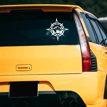 Camping Compass stickers,mountains and woods,Car Stickers, Vinyl Decals - For Cars, Trucks, Walls, Laptops, Windows, Motorcycles (ONLINE ORDER ONLY)