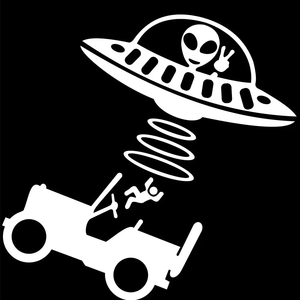 Jeep Car Stickers Decorative Paper Wind Glass Alien Abduction /UFO Ji Fun Creative Reflective Cartoon Waterproof Vinyl Decals (ONLINE ORDER ONLY)