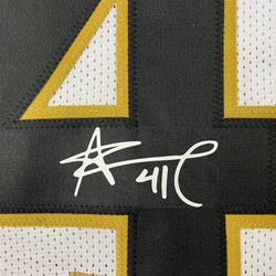 Framed Facsimile Autographed Alvin Kamara 35x39 New Orleans White Reprint Laser Auto Football Jersey (ONLINE ORDER ONLY)