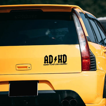 ADHD Highway To Hey Look A Squirrel Car Stickers, Vinyl Decals - For Cars, Trucks, Walls, Laptops, Windows, Motorcycles (ONLINE ORDER ONLY)