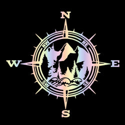 Compass Car Sticker PVC Window Stickers Natural Mountain Forest Pacific Northwest Auto Spare Parts Notebook Vinyl Decals (ONLINE ORDER ONLY)