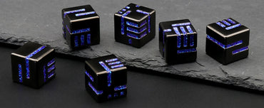 Technology Metal D6 15mm Dice Set Of 6 (Glitter Blue) (Online Order Only)
