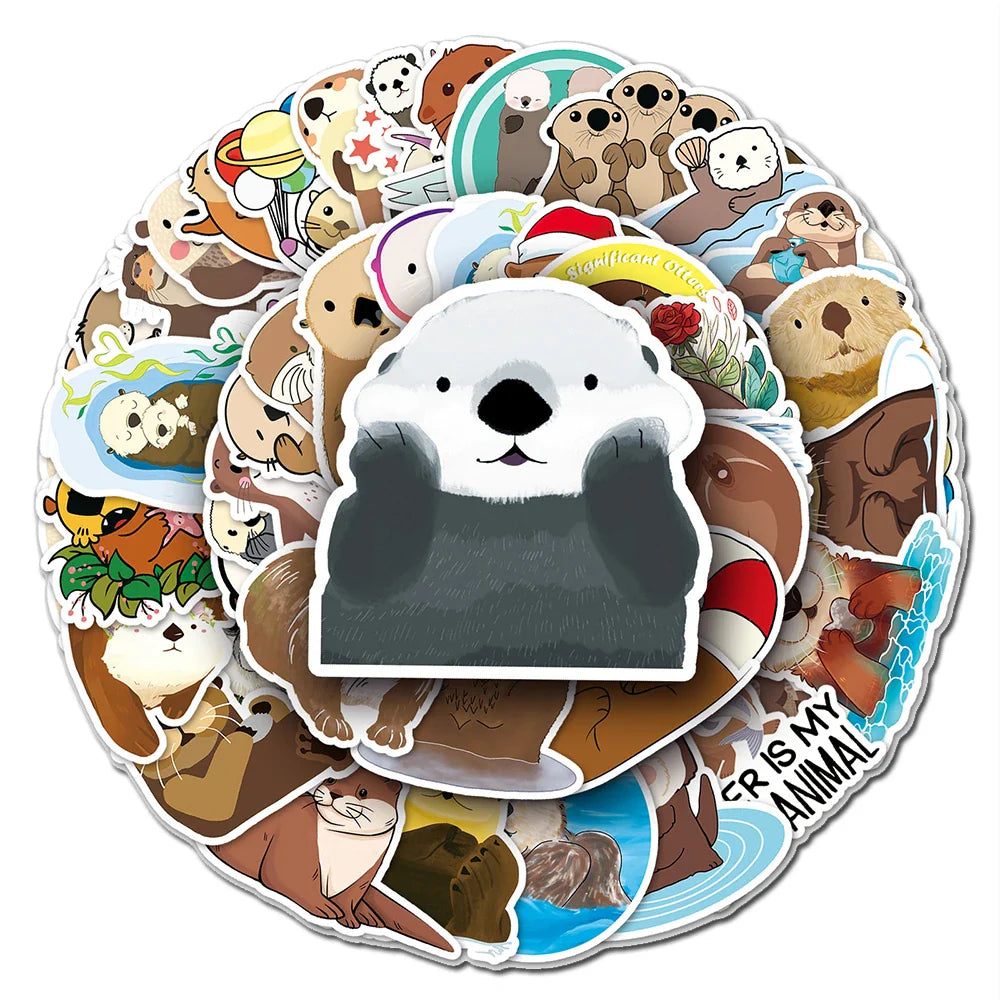 Cute Otter Stickers Pack - Waterproof Decals for Phone, Suitcase, Notebook, Car, Kids Gift (ONLINE ORDER ONLY)