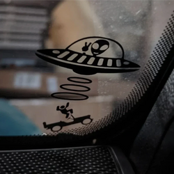 Jeep Car Stickers Decorative Paper Wind Glass Alien Abduction /UFO Ji Fun Creative Reflective Cartoon Waterproof Vinyl Decals (ONLINE ORDER ONLY)