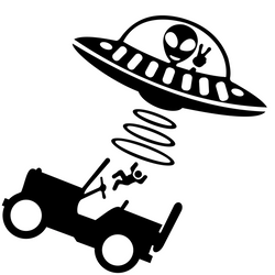 Jeep Car Stickers Decorative Paper Wind Glass Alien Abduction /UFO Ji Fun Creative Reflective Cartoon Waterproof Vinyl Decals (ONLINE ORDER ONLY)